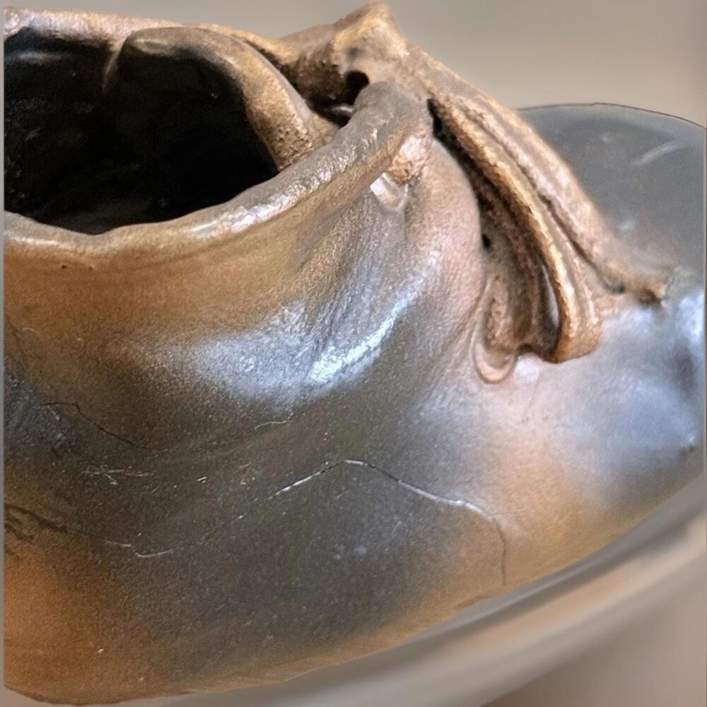 Vintage Bronzed Dipped Copper Toddler Baby Shoe Set of 2 - Picture 5 of 5